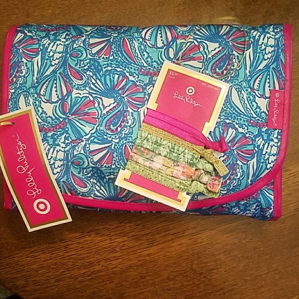 Lilly Pulitzer toiletries bag AND hairties